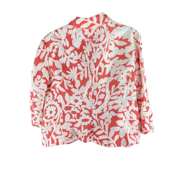 Sigrid Olsen Womens Floral Print Blazer Jacket Size 16 Red & White Feminine - Picture 3 of 8